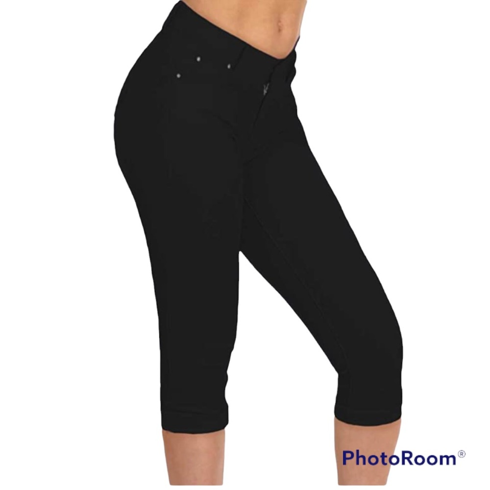 NEW 'Hybrid' Black Butt Lifting Cropped Jeans - Picture 7 of 7